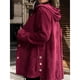 thumbnail image 4 of Chaqueta de Otoño para Mujer con Capucha, Informal, con Botones, Larga, Holgada, de , con Bolsillos. Vino Tinto XL, 4 of 7