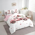thumbnail image 3 of Castle Fairy Female Men Women Vintage Truck Bedding Comforter Set 7 Pieces,Happy Valentine's Day Rose Full Bedding Set Lightweight,Love Heart Print Fitted Sheet Flat Sheet,Super Cozy Room Decor, 3 of 8