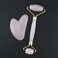 thumbnail image 4 of Rodillo de jade de cristal natural, tabla de raspado Gua Sha para la belleza del rostro y el cuello. Oro local, 4 of 7