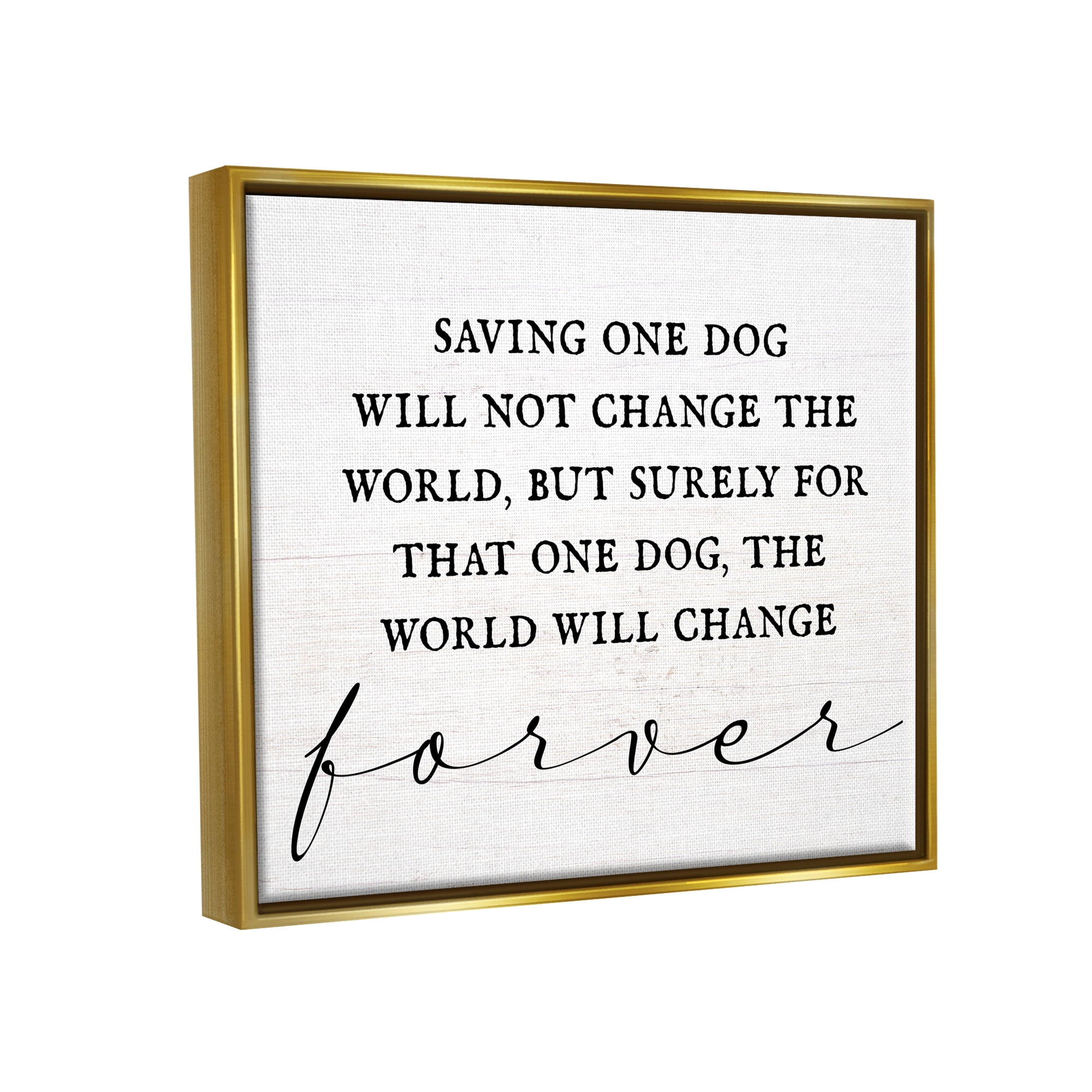 Stupell Industries Uplifting Rescue Dog Phrase Inspirational Painting Gold Floater Framed Canvas Art Print Wall Art, 31 x 25