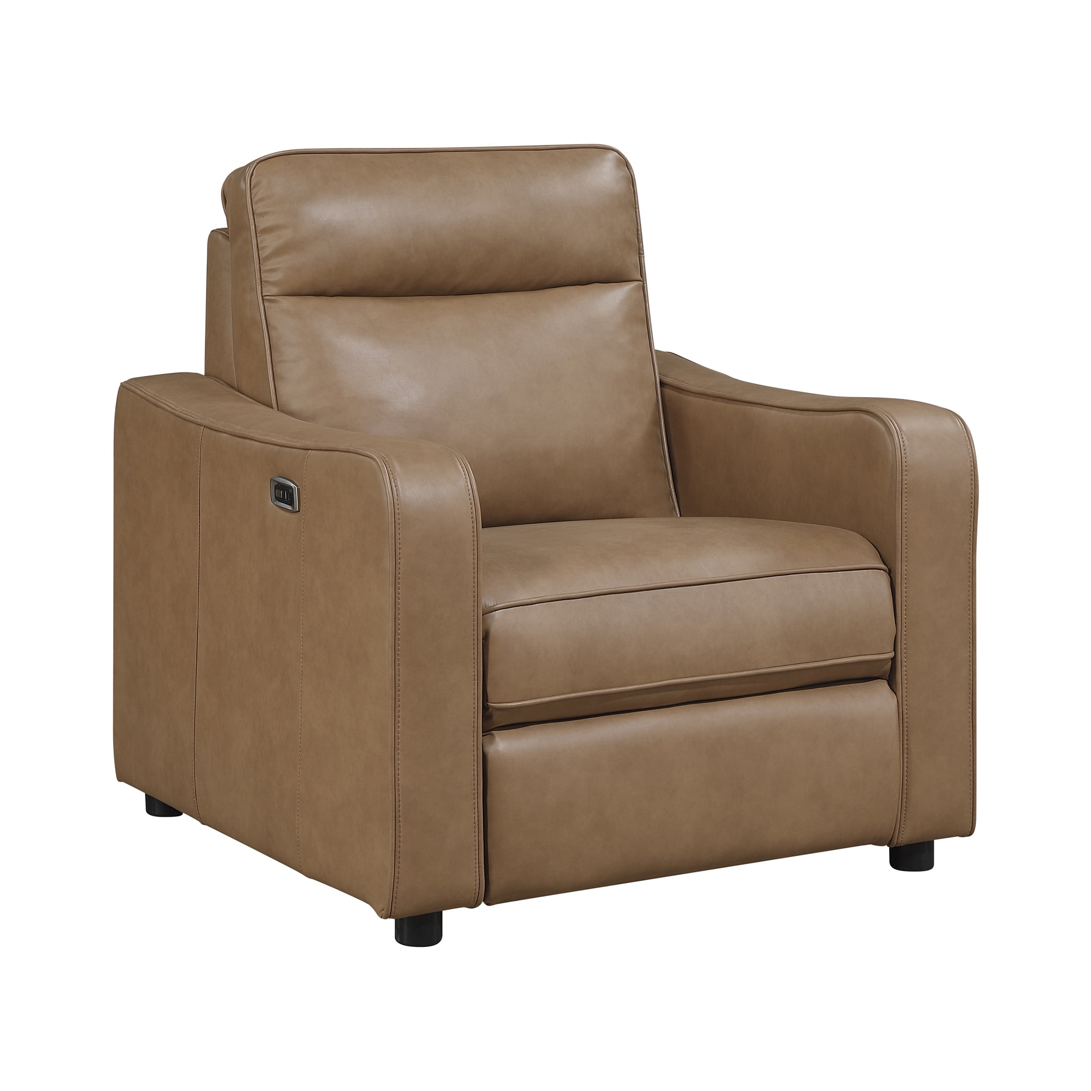 OakvillePark Ardena Faux Leather Power Reclining Chair with Curved Track Arms, Zero Wall Recliner, Brown
