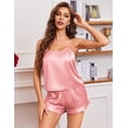 thumbnail image 3 of Ekouaer Womens Pajamas Set 2 Piece Satin Sleepwear Lingerie Soft Silk Pjs Cami Top and Shorts Sleep Camisole Nightwear, 3 of 6