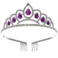 thumbnail image 1 of KAKOWELY Delicada tiara con corona de diamantes de imitación brillantes para boda, novia, graduación, diadema con peine, 1 of 4