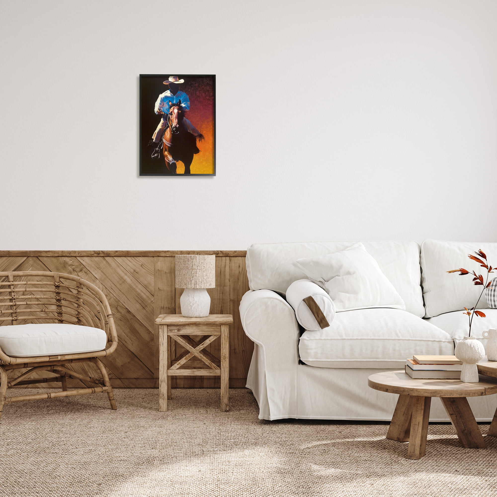 Stupell Industries Modern Cowboy & Horse Animals & Insects Painting Black Framed Art Print Wall Art, 16 x 20