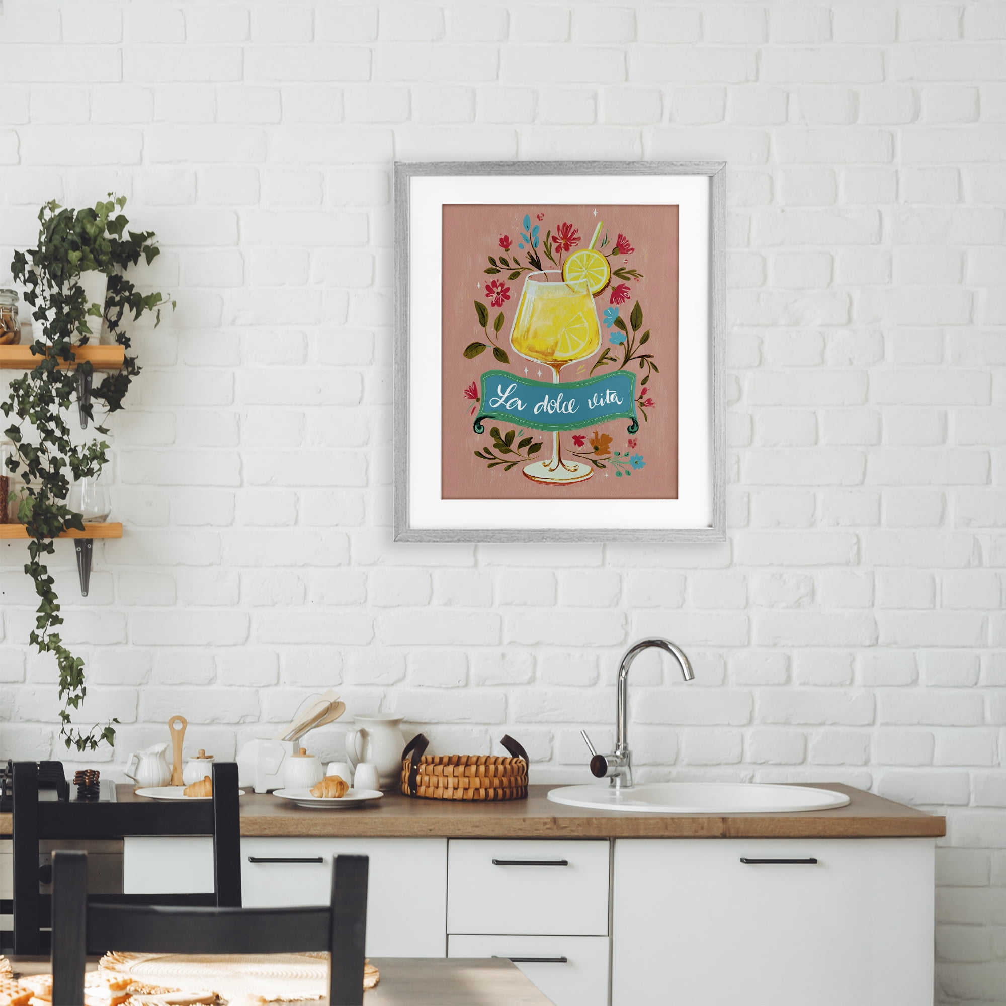 Stupell Industries Lemon Cocktail Sweet Life Gray Framed Print Under Glass, design by Yen