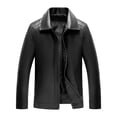 thumbnail image 2 of BAETEUY Men Slim Fit Jacket Faux Leather Lapel Bomber Jacket Vintage Zipper Coat Windproof Biker Motorcycle Jacket with Pockets, 2 of 8