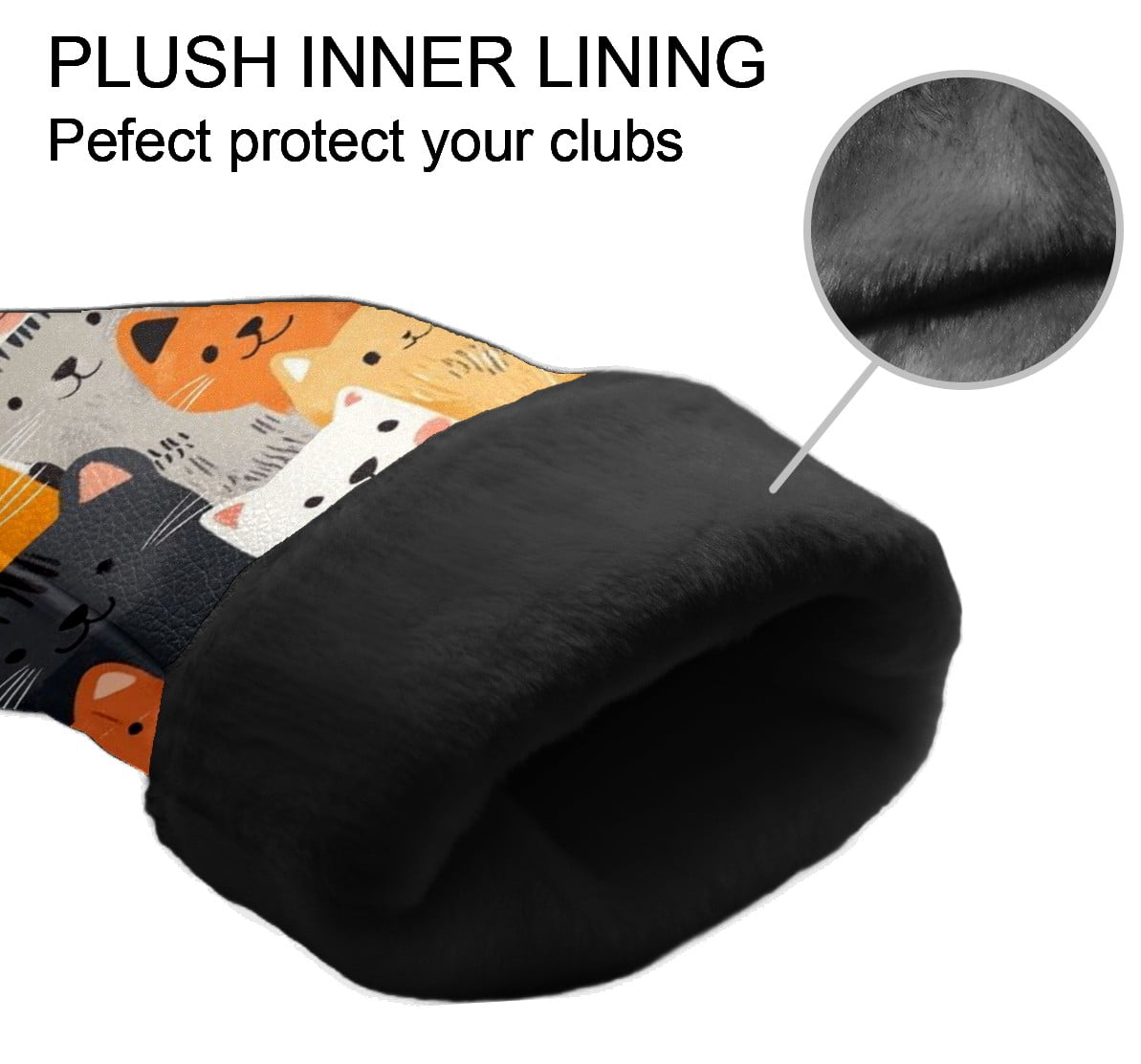 Golf Club Head Covers - Multi-Colored Cat Design, PU Leather, Waterproof, Fits Fairway Woods/Hybrid, Unisex, Fits Most Brands