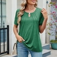 thumbnail image 3 of Women's Casual Solid Color Keyhole Round Neck Loose Short Sleeve T Shirt Top Womens Solid Color Top Womens Long Sleeve Athletic Shirt Short Sleeve T Shirts Women Space T Shirt Active Shirt Woman Large, 3 of 6