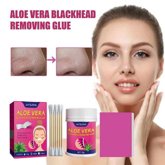 Pegamento de aloe vera para eliminar puntos negros, pegamento en polvo tipo lágrima para limpieza de puntos negros, juego de varillas nasales de aloe vera de 30 ml. Eliminación de puntos negros.