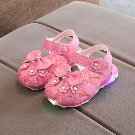 

〖Roliyen〗Girls Sandals Infant Kids Girls Flowers Crystal Shoes Bowknot Shoes Princess Shoes Sandals Dancing Shoes