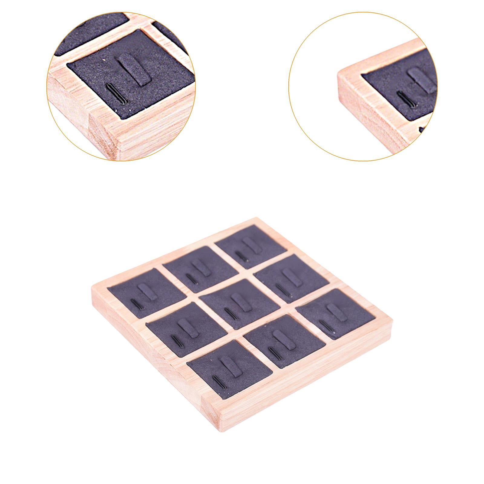 Ring Holder Tray Wooden Display Microfiber Organizer Compact Size Jewelry Sellers Showcase Use