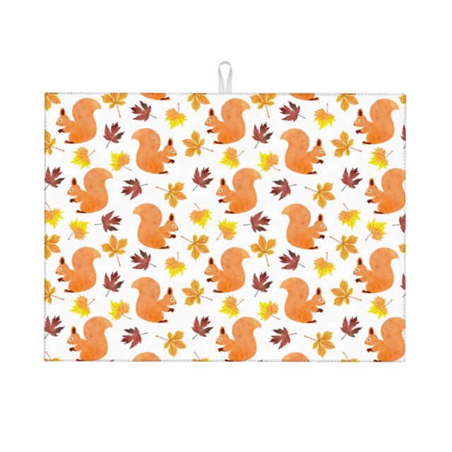 Fotbe Cartoon Squirrel Alfombrilla de Secado para Cocina con Estampado, 18x24 Pulgadas
