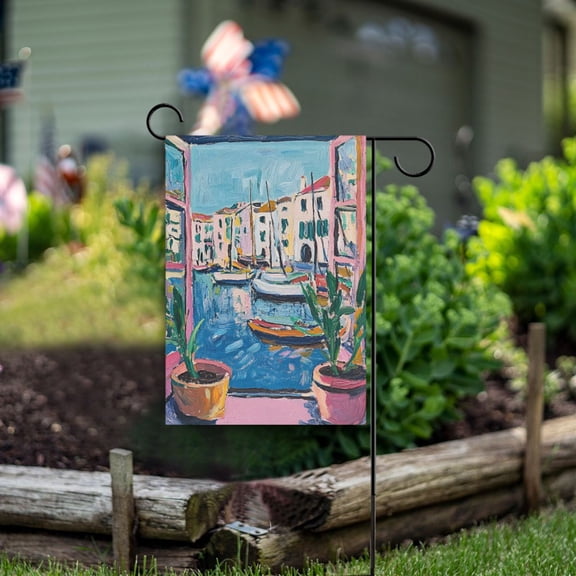 Yayeee Garden Flag 12" x 18" Double Sided Outdoor Yard Lawn Holiday Decorations, Blue Plants Window