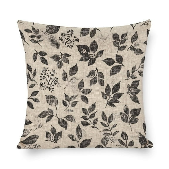 Cool Pillow Cases Black Leaves Pillow Cases 16"x16" Black And White Abstract Decorative Throw Pillow Covers Home Decor Throw Pillows Cover
