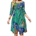 thumbnail image 1 of Vestido de escote cuadrado Irises-Vincent, bonitos vestidos holgados con estampados, elegante vestido de fiesta en la playa con flores de iris, 1 of 6
