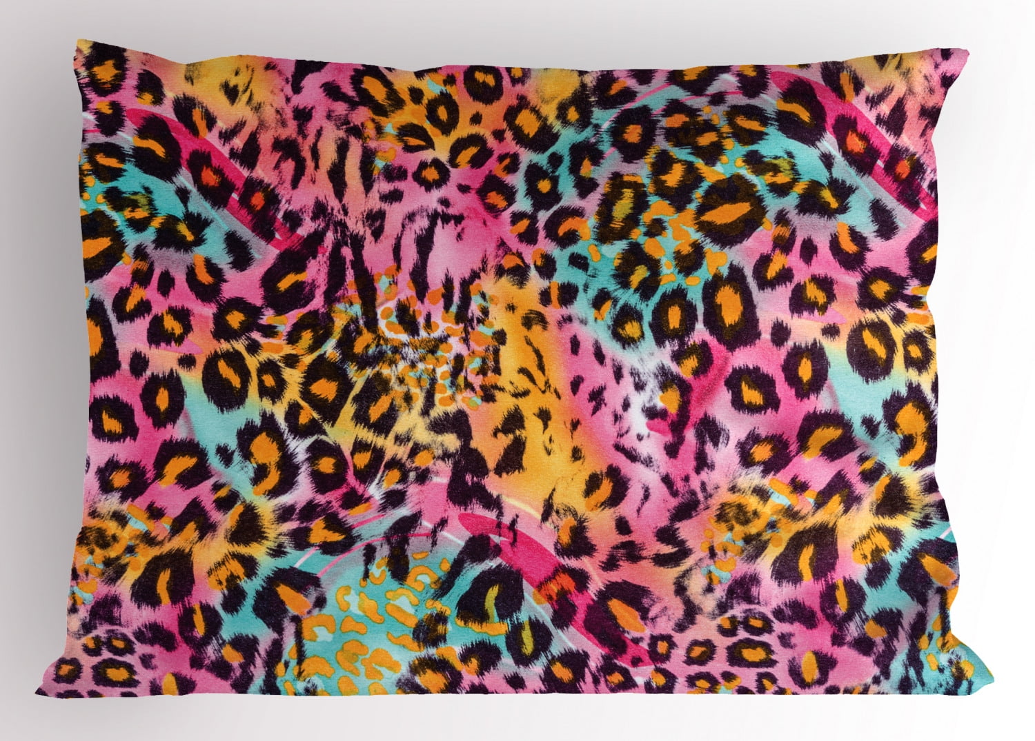 Leopard Print Pillow Sham Mottled Exotic Panthera Skin Pattern Colorful