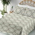 thumbnail image 3 of Ambesonne Geometric Fitted & Flat Sheet with Sham 3 Pcs Set, Squares Pattern Checkered, Twin XL, Pale Teal Taupe and Eggshell, 3 of 5