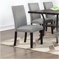 thumbnail image 2 of Modern 7-Piece Dining Set with Rectangular Table, 6 Gray Upholstered Chairs, and Storage Shelf, 2 of 9