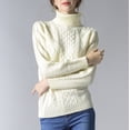 thumbnail image 2 of Suéter de mujer, jersey de cuello alto acanalado, ropa de otoño e invierno, manga larga, cálido, de punto, moda informal, 2024, 2 of 5