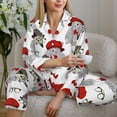 thumbnail image 3 of Kdxio Rabbit And Hedgehog Print Womens Pajamas Set Button Down 2 Piece Pjs Long Sleeve Oversized Sleepwear with Pockets-Medium, 3 of 3