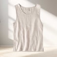 thumbnail image 2 of Linen Tank Tops for Men Summer, Solid Color Casual Sleeveless T Shirts, Khaki 4XL, 2 of 8