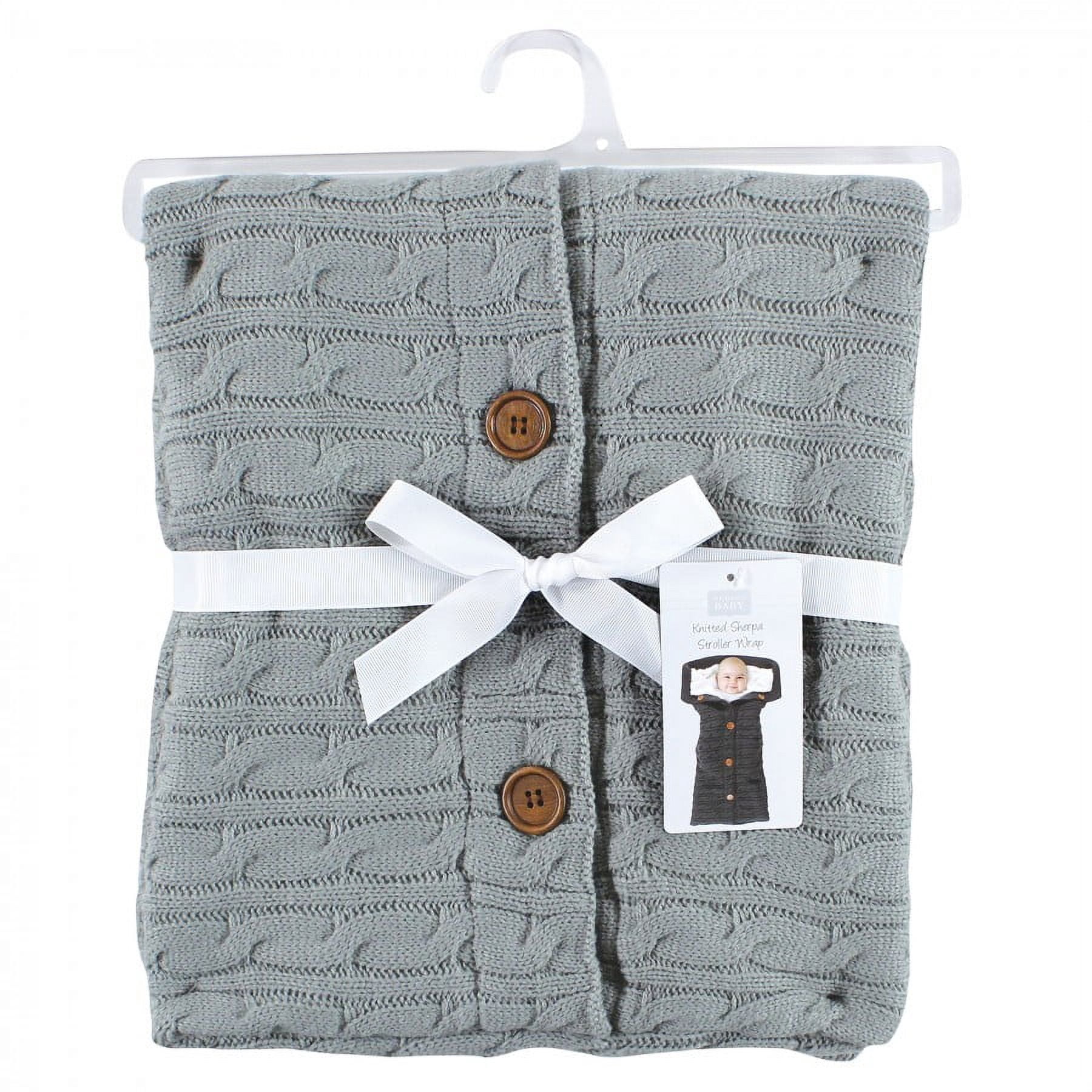Hudson Baby Unisex Baby Faux Shearling Knitted Baby Lounge Stroller Wrap Sack, Gray, One Size