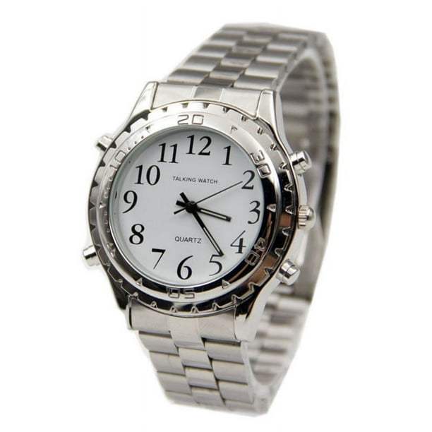 Reloj de cuarzo para hombre, relojes para hombre Reloj parlante en inglés para ciegos o personas con discapacidad visual Mírate a ti mismo Mira
