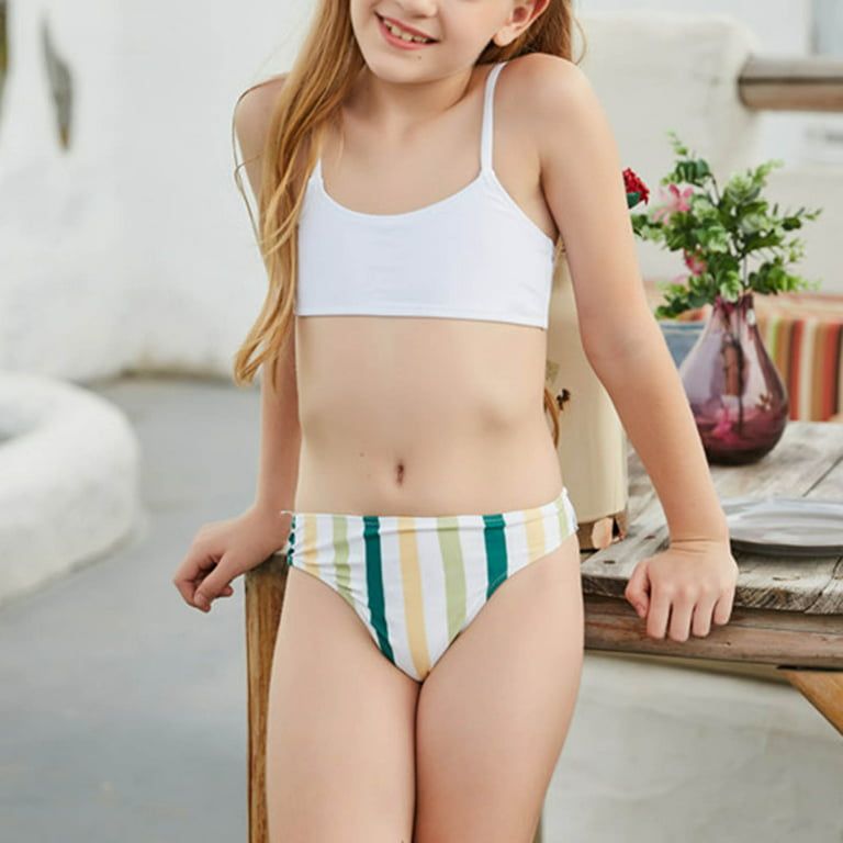 Fesfesfes Teen Girls Summer Holiday Bikini Sets Children Girls Swimwear  Leopard Print Tube Tops Split Two Piece Swimsuit Swim Pool Beach Wear  Bathing Suit 6-12 Years 