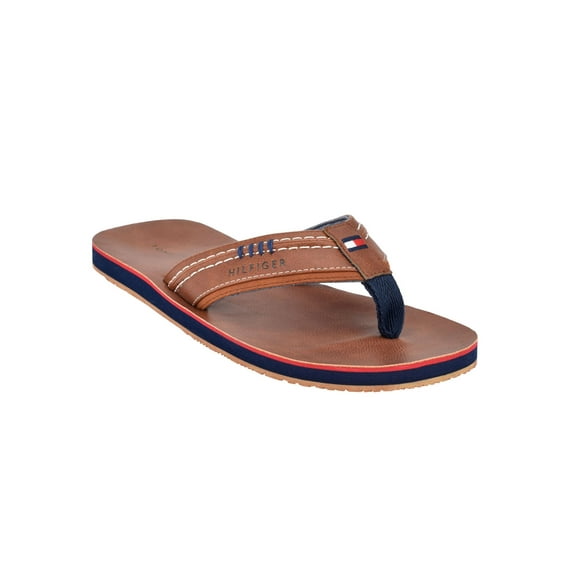 TOMMY HILFIGER Mens Brown Padded Destino Round Toe Slip On Flip Flop Sandal 9 M
