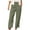 Green, variant on Women's Summer Casual Cotton Linen Pants Solid Color Elastic Waist Loose Fit Straight Leg Crop Pants Breathable Lightweight Beach Ankle Trousers with Pockets