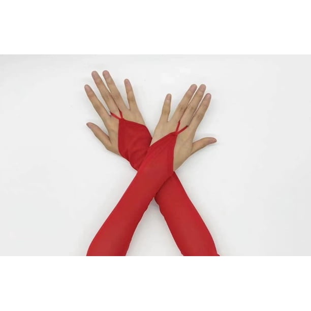 Guantes para vestido de novia, ropa de alto rendimiento, guantes con gancho multicolor para los dedos, guantes largos con protección solar y cicatrices