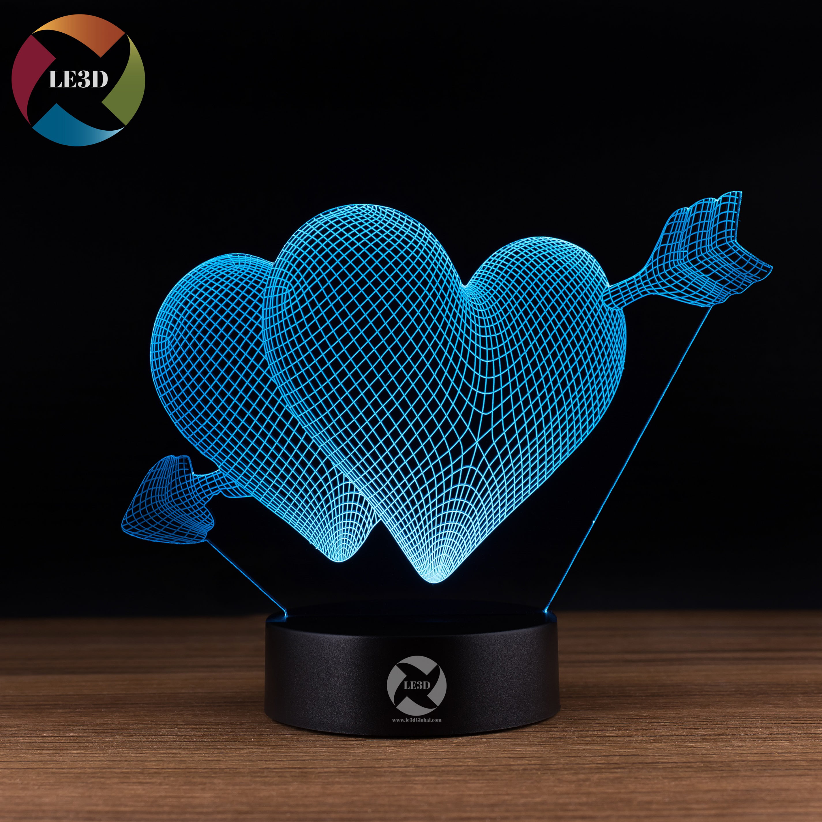 3D Lamp Optical Illusion Teddy Bear Heart Nightlights Smart Touch Multicolor 