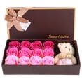 thumbnail image 1 of 12 rosas flor jabón flor oso de peluche regalo romántico del día de San Valentín con caja (rosa), 1 of 9