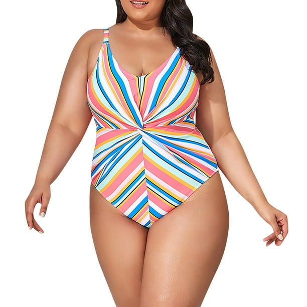 TOWED22 Plus Size One Piece Swimsuits Boyshort Tummy Control Ruched Plus Size Bathing Suits Retro Twist Front Boyleg Swimwear Orange L