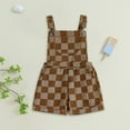 thumbnail image 2 of Sopiago Toddler Baby Girl Sunflower Print Overalls Shorts with Pocket Suspender Trousers Toddler Jumpsuit Girl Cute Summer Clothing Outfit (Brown,2-3 Years), 2 of 6