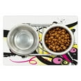 thumbnail image 1 of Drums Pet Mat for Food and Water, Retro Musical Items and Artwork of Strokes Polka Dots Butterflies, Non-Slip Rubber Mat for Dogs and Cats, 18" X 12", by Ambesonne, 1 of 1