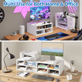thumbnail image 3 of YQ JENMW Desktop Printer Stand with 2-Tier Open Storage Shelves,Printer Shelf and Desk File Organizer for Home Office,White, 3 of 8