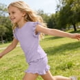 thumbnail image 6 of OGLCCG Girls 2 Piece Outfits Summer Ruffle Short Sleeve T-Shirts and Shorts Sets Ice Silk Sport Suits 1-10 Years, 6 of 7