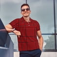 thumbnail image 4 of Fotbe Red Black Houndstooth Camiseta Polo de Golf para Hombre con Estampado – Camisa Deportiva Transpirable con Cuello Abotonado-Large, 4 of 6