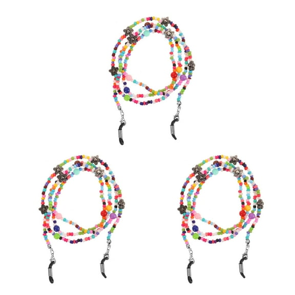 3pcs Fashion Colorful Beaded Eyeglass Eyewears Sunglasses Reading Glasses Chain Cord Holder Neck Strap Rope
