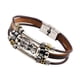 thumbnail image 3 of Pulsera De Cuero 3xPU, Adorno De Moda, Brazalete Multicapa Ajustable Informal, Marrón, 3 of 8