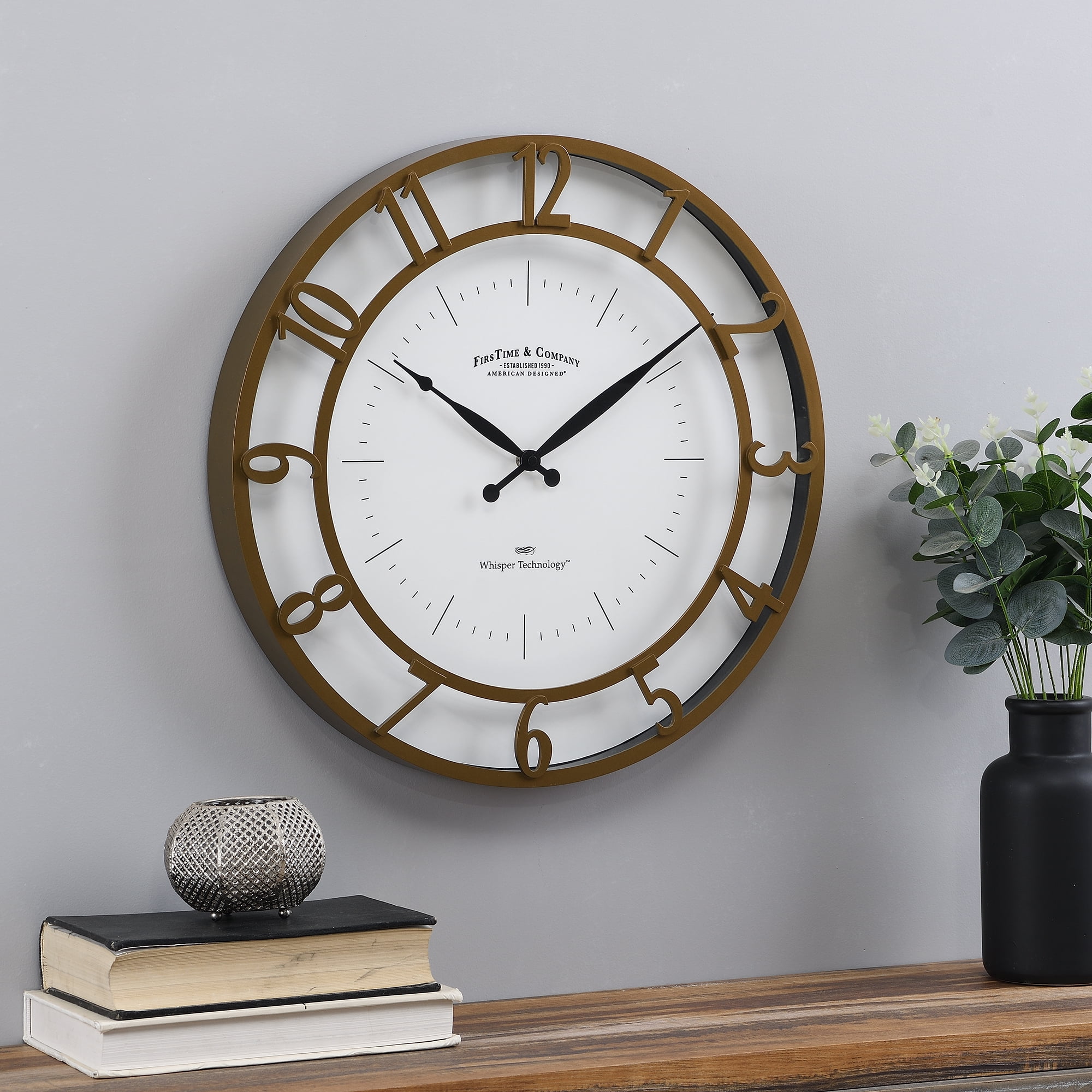 Firstime Co Gold Kensington Modern Clock American Crafted Metallic Gold 18 X 2 X 18 In Walmart Com Walmart Com