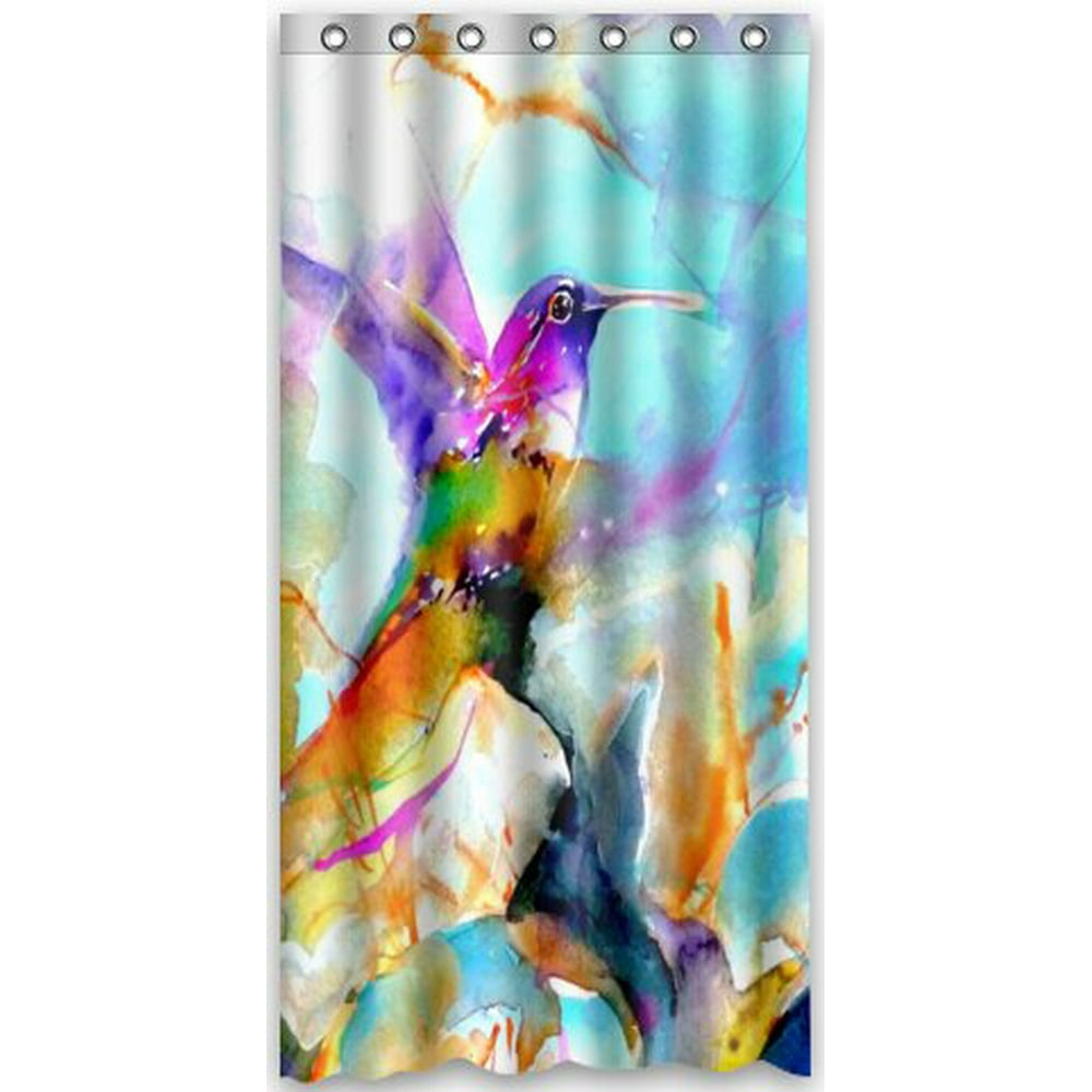 HelloDecor Hummingbird Shower Curtain Polyester Fabric Bathroom