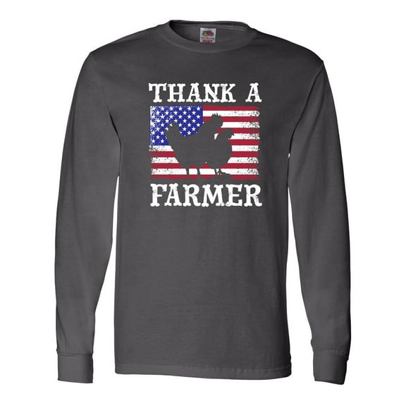 Inktastic Farming Thank a Farmer Chicken Rooster and Hen Weathered Long Sleeve T-Shirt