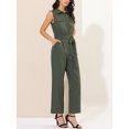thumbnail image 5 of INSPIRE CHIC Women's Ankle Tie Waist Workwear Button Front Sleeveless Jumpsuit XS Army Green, 5 of 8
