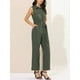 thumbnail image 5 of INSPIRAR CHIC Mono sin mangas con botones y lazo en la cintura para mujer, color verde militar, 5 of 8