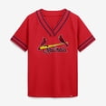 thumbnail image 4 of Women's Fanatics Red St. Louis Cardinals Diva Race Ahead Raglan V-Neck T-Shirt, 4 of 5