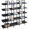 thumbnail image 5 of kevinplus Modern Ladder Shelf Bookshelf 5-Tier Bookcase, Industrial Freestanding Ladder Shelves Metal Wood Frame with Open Display Shelves Storage for Living Room Bedroom Office, Black, 5 of 8