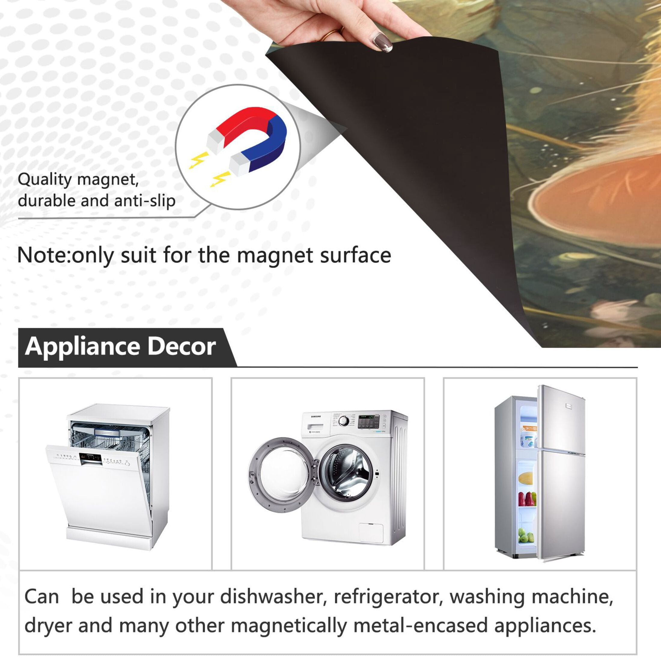 Dishwasher Magnetic Sticker 23x26 Inch Refrigerator Magnetic Sticker Washing Machine Magnetic Sticker Kitchen Panel Magnetic Sticker Home Decor Super Lovely Orange Cat