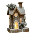 thumbnail image 1 of Estatua de casa de nieve navideña, decoración navideña con luz, mesa creativa Marrón, 1 of 9